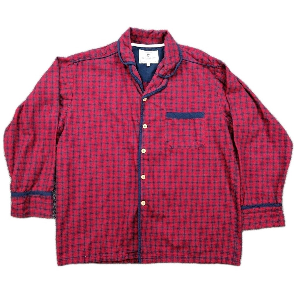 Lee Valley Ireland Made Red Plaid/Tartan Button Down Flannel Pajama Top Size 2XL